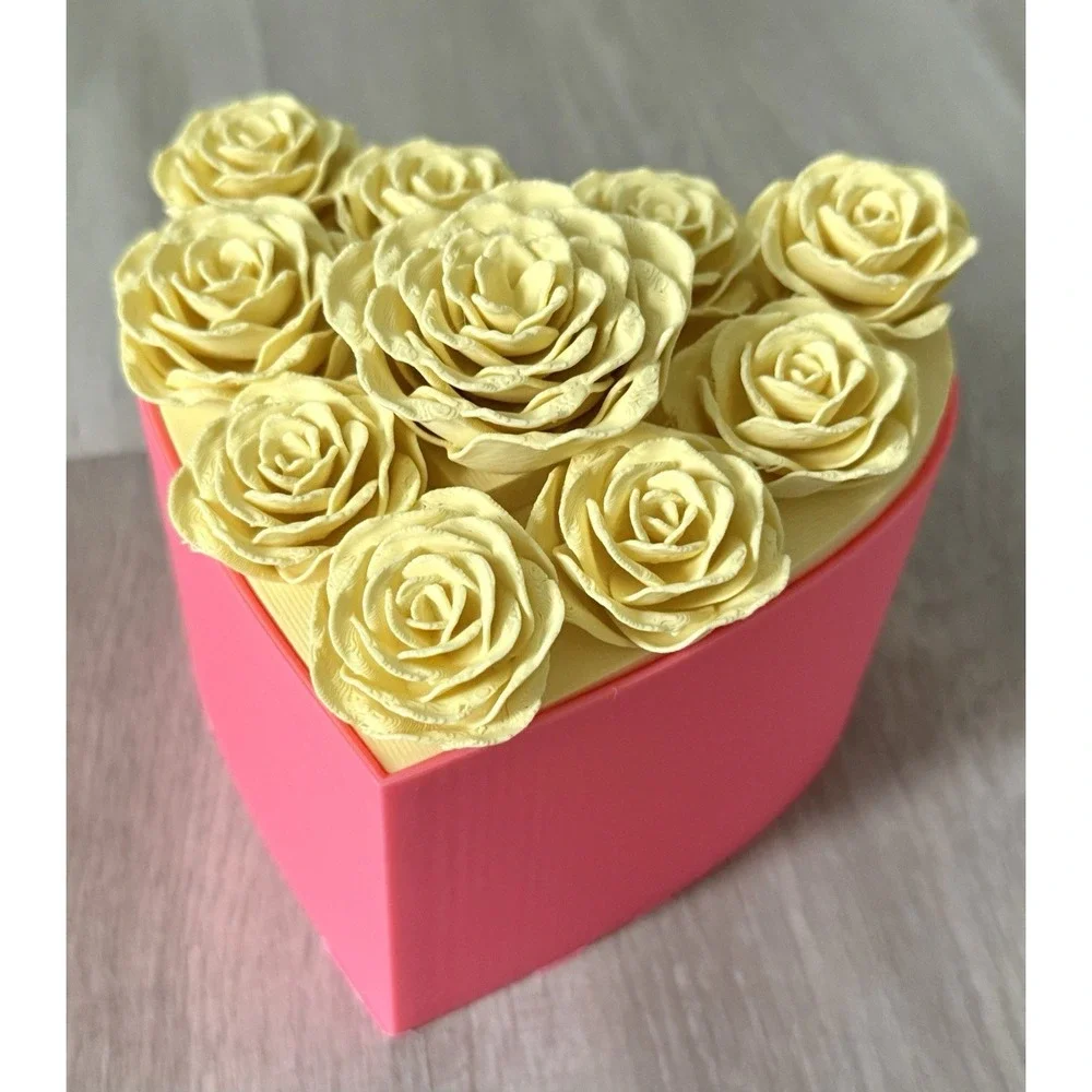 Roses Heart Container Valentine's Day 3D‎ printed jewelry box gift